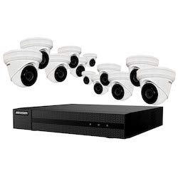 HIKVISION EKI-K164T412 16-Channel POE 4K Value Express NVR Kit with (12) 4MP IR Outdoor Network Dome Camera with 2.8mm Lens, RJ45 Connections