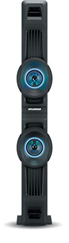 Sylvania SP800 Dual 3-Inch 10-Watt Bluetooth Light-up Tower Speaker with FM Radio, Black, 37 in