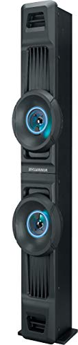 Sylvania SP800 Dual 3-Inch 10-Watt Bluetooth Light-up Tower Speaker with FM Radio, Black, 37 in