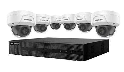 HIKVISION EKI-K82D46 8-Channel 4K POE NVR Value Express Kit with (6) 4MP Outdoor Network Dome Camera, (2.8 mm Fixed Lens), RJ45 Connections