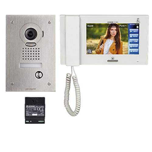 Aiphone JPS-4AEDF 7" Touchscreen Flush Video Intercom Set, 3-Piece, Includes JP-DVF, JP-4MED, PS-2420UL, Vandal Resistant