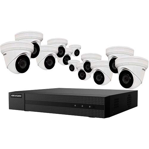 HIKVISION EKI-K164T412 16-Channel POE 4K Value Express NVR Kit with (12) 4MP IR Outdoor Network Dome Camera with 2.8mm Lens, RJ45 Connections