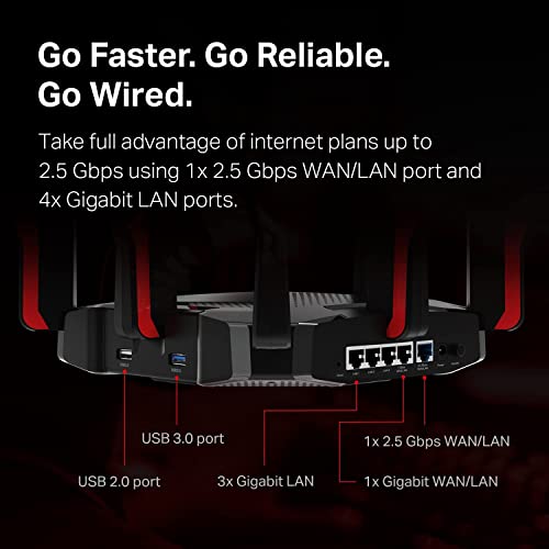 TP-Link AX6600 WiFi 6 Gaming Router (Archer GX90) - Tri-Band Gigabit Wireless Internet Router, 2.5 Gbps Port, High-Speed AX Router, Smart VPN Router for a Large Home