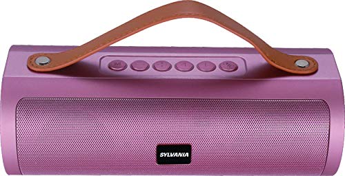 Sylvania 16-Inch Long Bluetooth Pill Style Speaker - Enjoy Your Music! (Rosegold, Leather Handle)