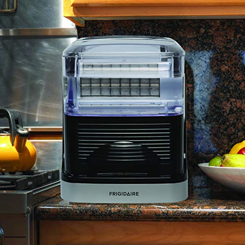 Frigidaire 33LBS per day Square Clear Cube COMPACT ICE MAKER-Viewing Window-Silver, Standard