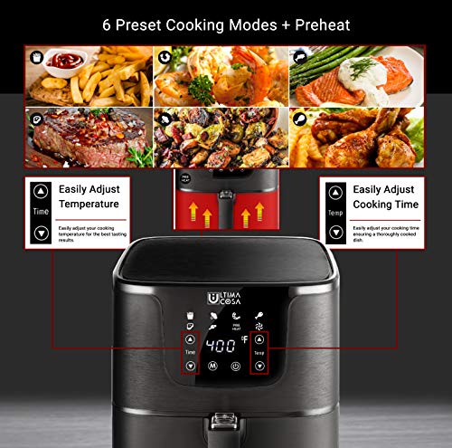 ULTIMA COSA PRESTO LUXE PLUS AIR FRYER 5L BLACK 6 PRE SET COOKING