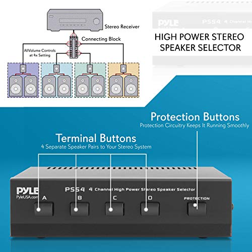 Pyle-Home Pss4 4-Channel High Power Stereo Speaker Selector