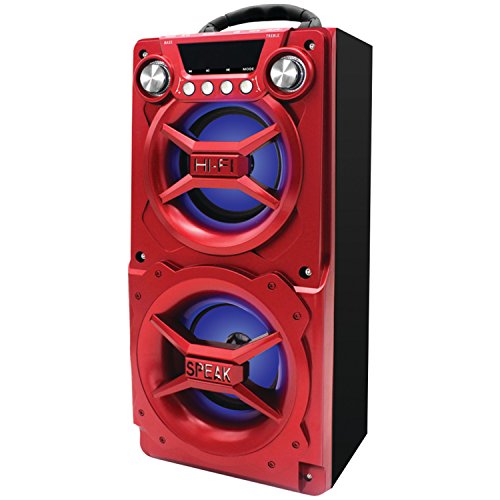 CURTIS Sylvania SP328-Red Portable Bluetooth Speaker, 15.70in. x 8.30in. x 7.00in.